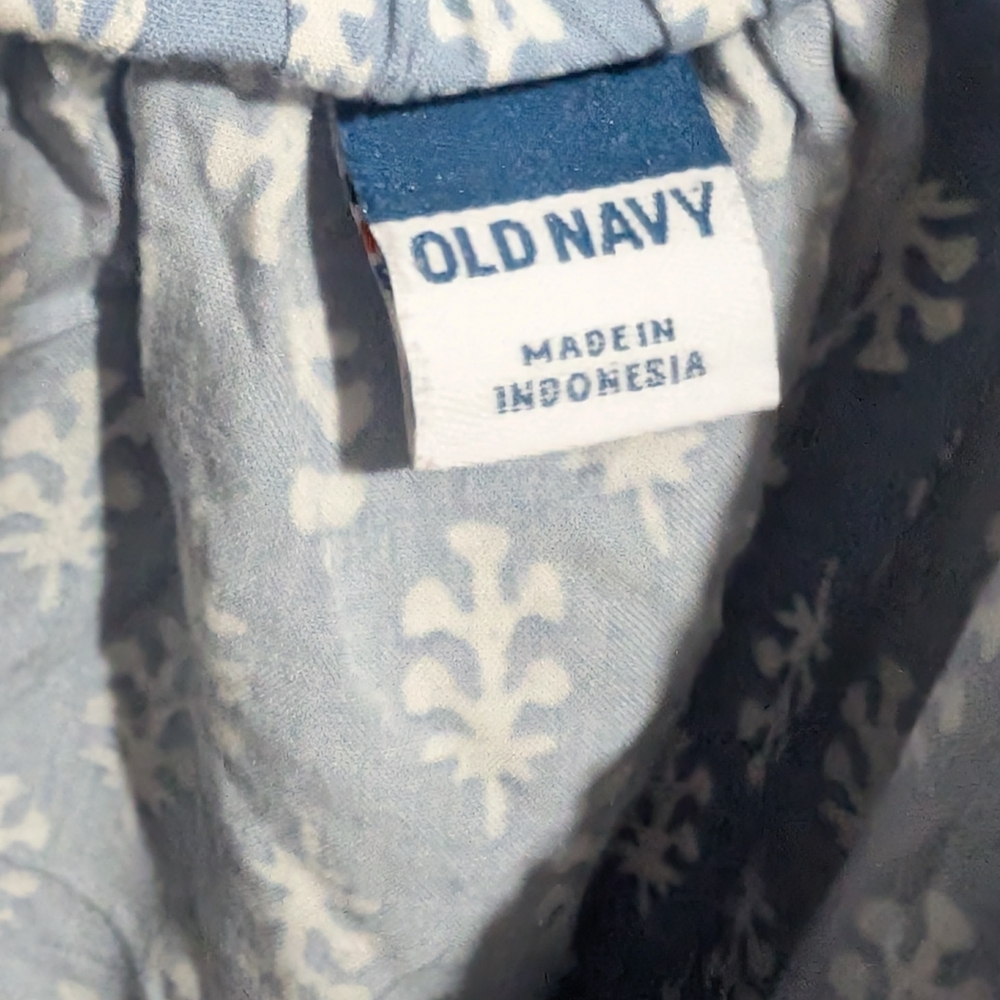 Old Navy Boho Floral Crop Tank Top M Light Blue Bow Back Women's Flowy - Picture 5 of 6
